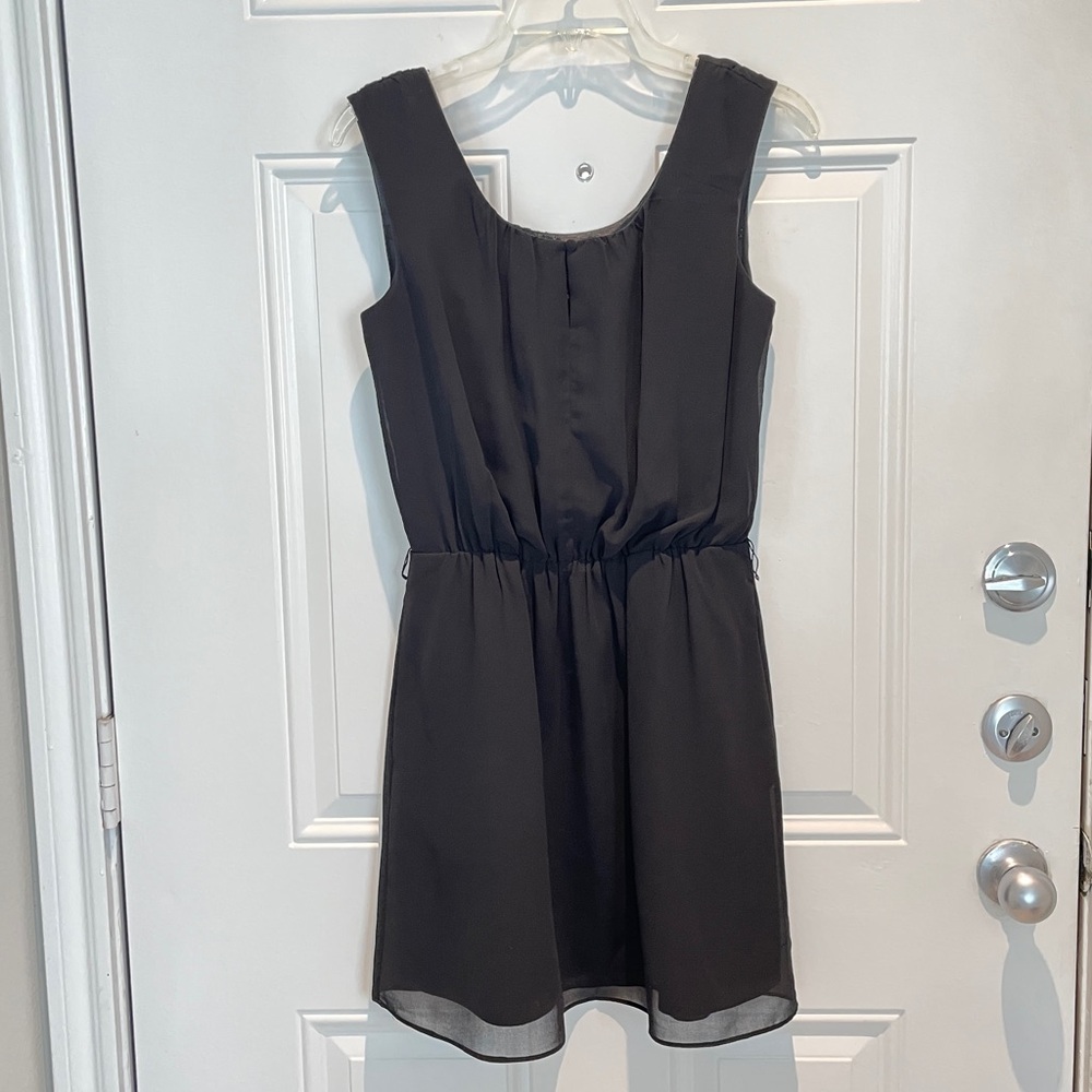 Express Black A-Line Keyhole Flowy Boatneck Sleeveless Mini Dress Size XS